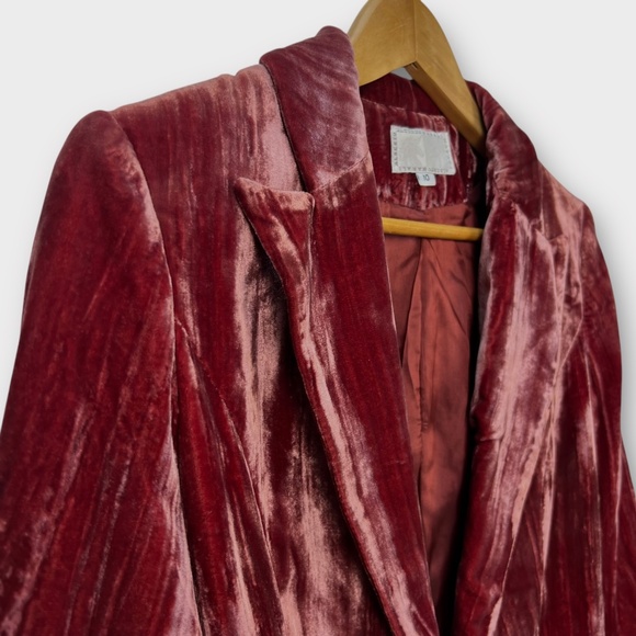 VINTAGE Alberto Makali Y2K Women Silk Velvet Jacket Burgundy Romantic Whimsigoth - Picture 5 of 15
